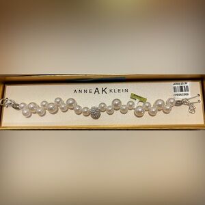 Beautiful Anne Klein White faux Pearl bracelet with Silver Accent